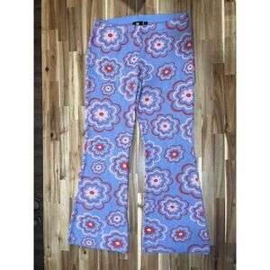 Ragged Priest Whimsical Flower Power Purple Flare Pants Grunge Punk Indie L